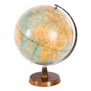 Vintage English Terrestrial Library Globe from Philips, 1950s For Sale