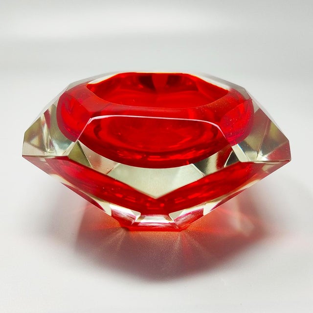 1960s Astonishing Red Ashtray or Vide Poche Rare By Flavio Poli for Seguso in Murano Glass. It's a sculpture The item is...