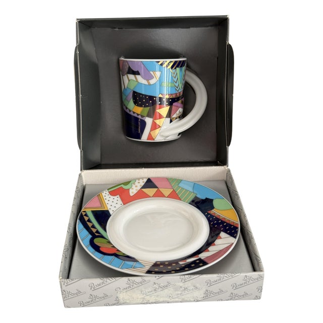 No 4 Espresso Collector's Cup and Saucer by Brigitte Doege for Rosenthal Studio-Linie, 1990s, Set of 2 For Sale