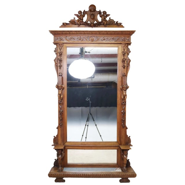 Antique Jardinere, Italian Renaissance Revival, Mirrored, 1800s, 19th Century! The Antique Jardinere is a stunning piece...