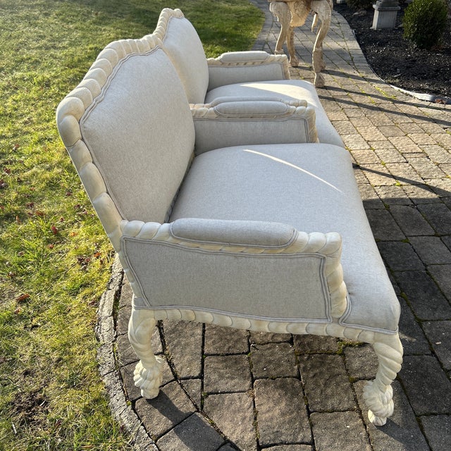 Late 20th Century Late 20th Century Pair Twisted Rope Wood Carved Arm Chairs For Sale - Image 5 of 9