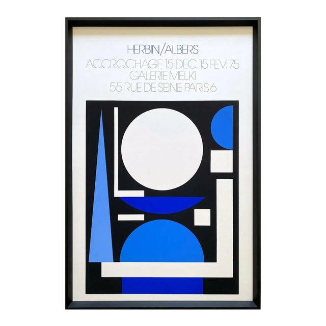 Auguste Herbin Vintage 1975 Mid Century Modernist Fine Art Silkscreen Print Framed Paris Exhibition Poster For Sale
