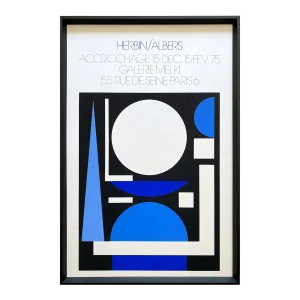 Auguste Herbin Vintage 1975 Mid Century Modernist Fine Art Silkscreen Print Framed Paris Exhibition Poster