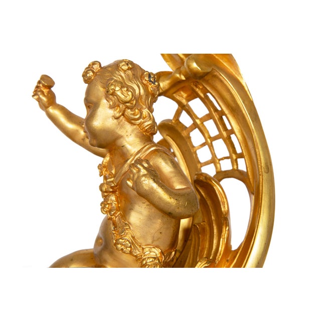 Antique Gilt Bronze Fireplace Fender With Chenets by Bouhon, Paris For Sale - Image 12 of 18