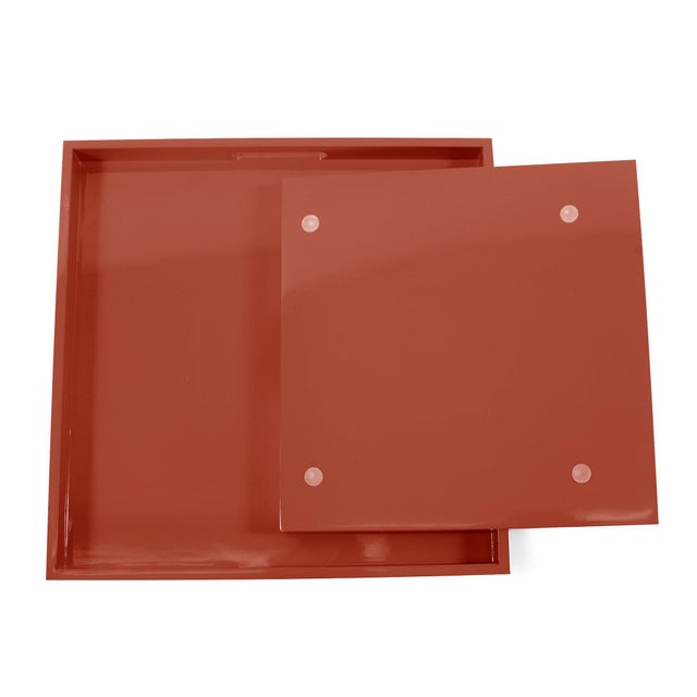2020s Saint Tropez Square Tray Set of 2 - Intense Rust For Sale - Image 5 of 10