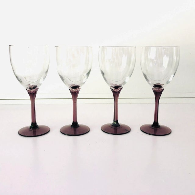 Vintage Libbey Clear & Lavender Stemware Set of 4 Chairish