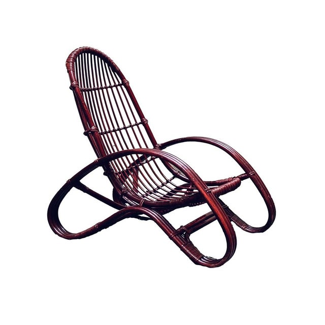 Vintage Chair in Bamboo and Rattan by Tito Agnoli, 1960 For Sale - Image 3 of 6