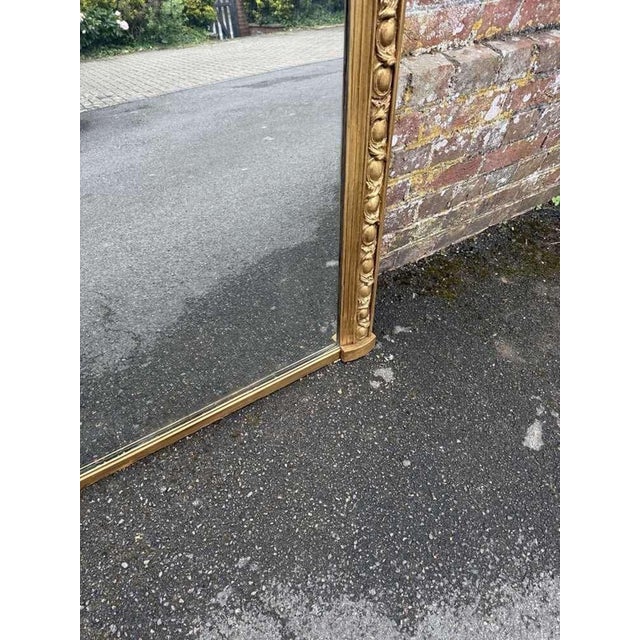 Large Antique English Arched Top Gilt Overmantle Mirror For Sale - Image 5 of 8