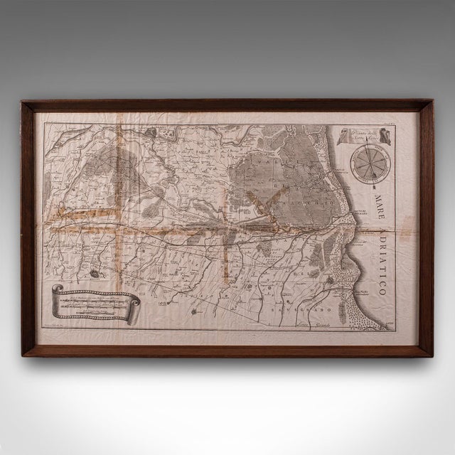 This is an antique Italian region map. A framed cartographic representation of the Adriatic coast and Eastern Emilia-...