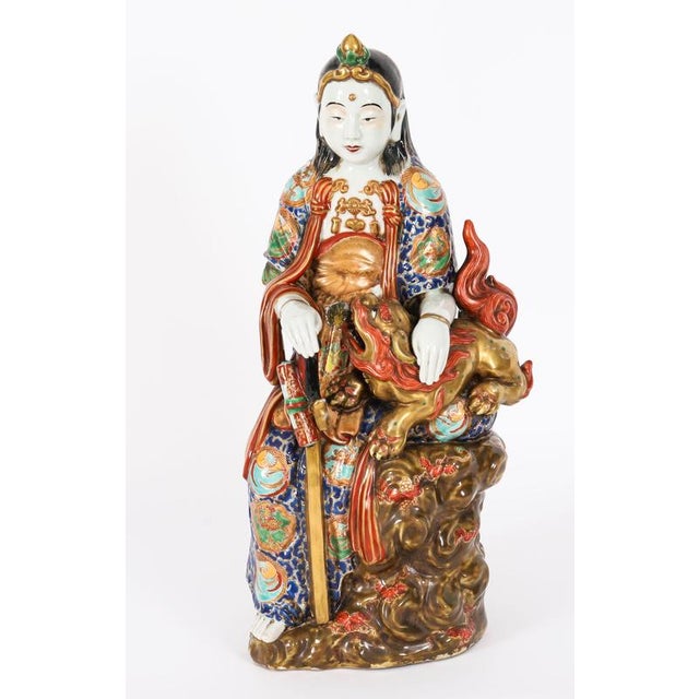 A remarkable large Japanese Meiji Period Kutani porcelain sculpture of the Goddess of Mercy Guanyin dating from the late...