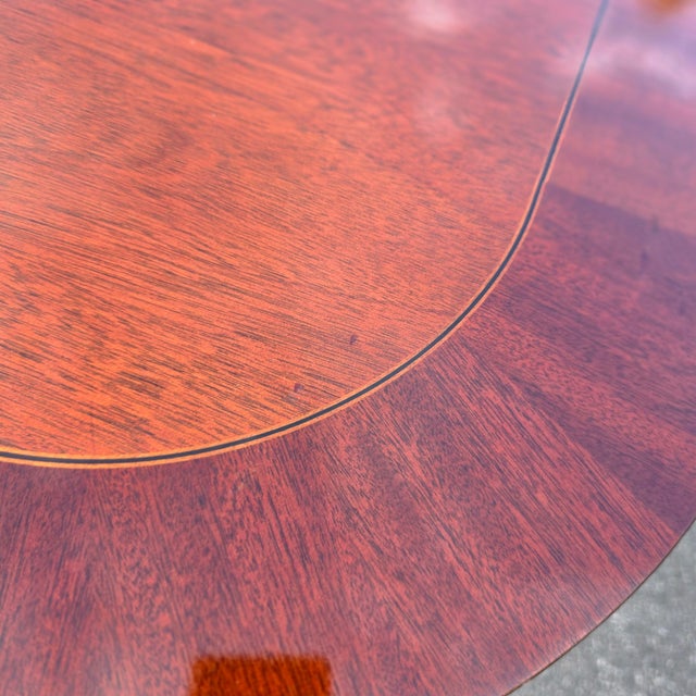 Late 20th Century Baker Furniture Georgian Banded Mahogany Double Pedestal Extension Dining Table For Sale - Image 11 of 15