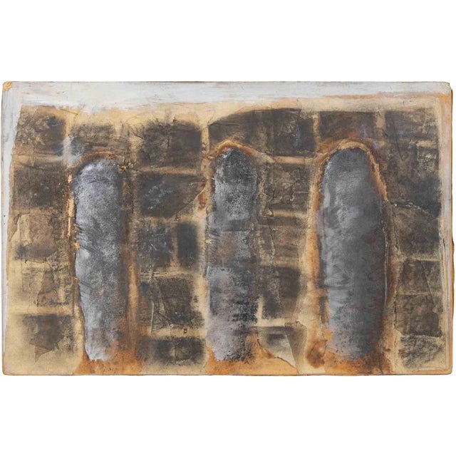 Paolo La Motta, Landscape, Graphite on Paper on Wood, 1998 For Sale