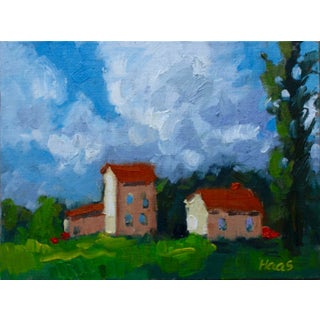 Modern Expressionist Oil Painting, Farm & Rural Landscape For Sale