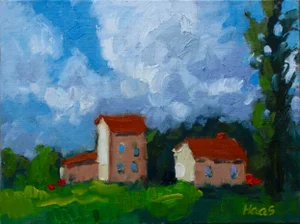 Modern Expressionist Oil Painting, Farm & Rural Landscape