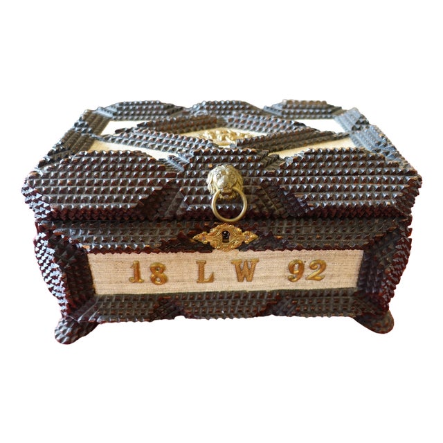 Folk Art Sewing Box, 1920s For Sale