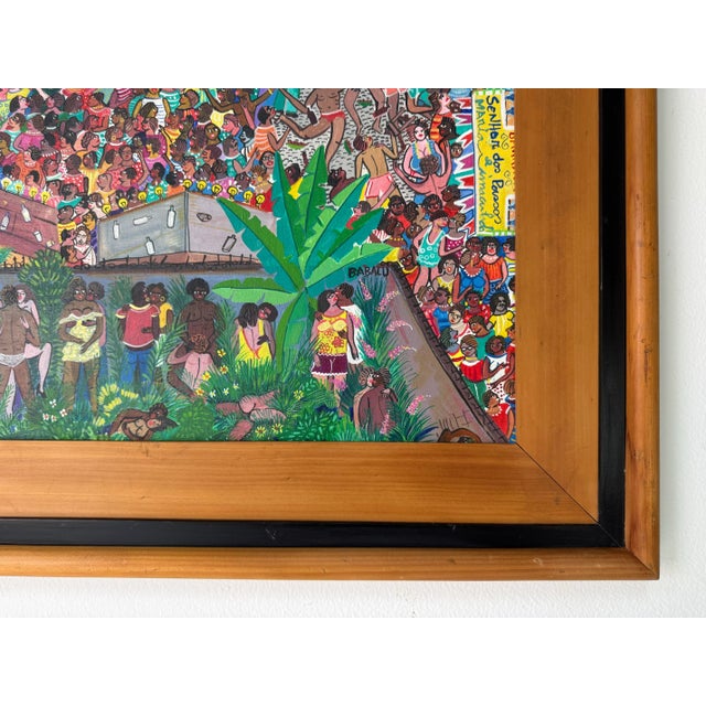 1986 Babalu “Detalhe Das Festas De Largo” Brazilian Folk Art Oil on Canvas Painting, Framed For Sale - Image 9 of 11