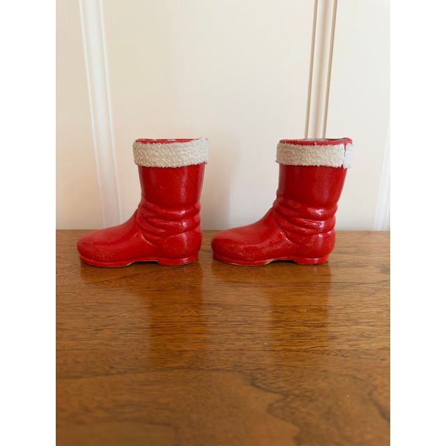 Vintage 1930s Pair of Santa Boot Candy Holders Made in Germany For Sale - Image 4 of 9