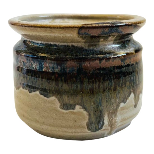 Vintage Drip Glaze Studio Pottery Planter by Ken McElroy of Benicia, Ca, - Signed For Sale