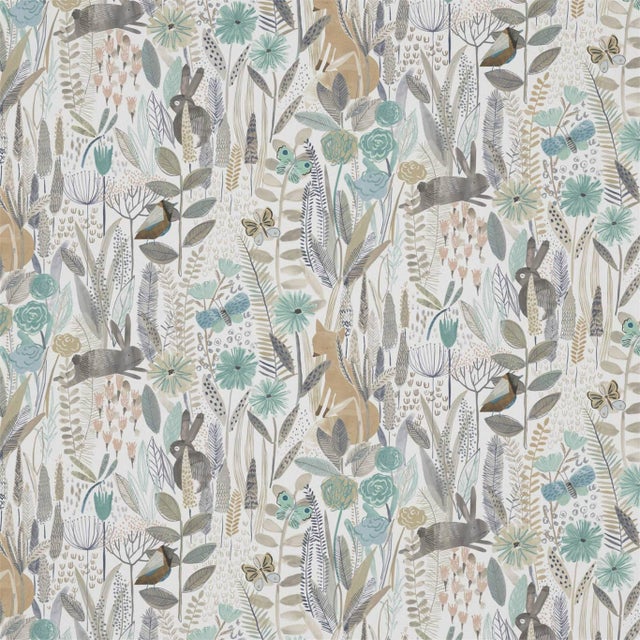 Harlequin Hide And Seek Fabric in Linen/Duck Egg/Stone - a Sample For Sale