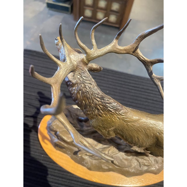 Traditional 1980s Original Bronze Elk by Clark Bronson Entitled “Wapiti” 11/75 For Sale - Image 3 of 11