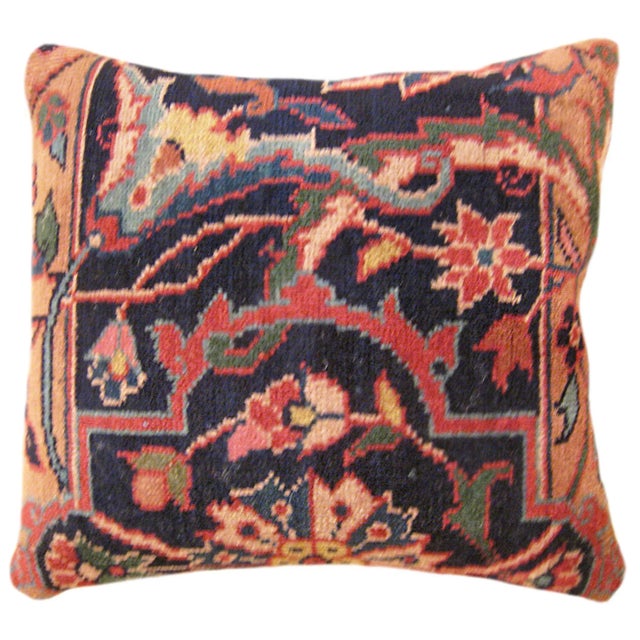 Textile Decorative Antique Indian Agra Rug Pillows with Floral Elements - A Pair For Sale - Image 7 of 9