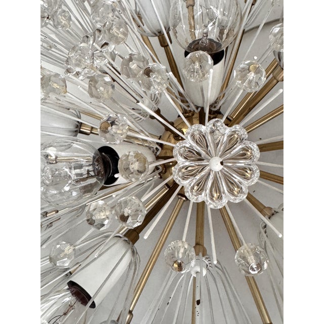 Large Brass and Glass Snowflake Sputnik Starburst Flush Mount from Rupert Nikoll, 1970s For Sale - Image 11 of 18