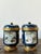 Late 20th Century Vintage Asian Lidded Floral Ceramic Jars - A Pair For Sale - Image 5 of 7