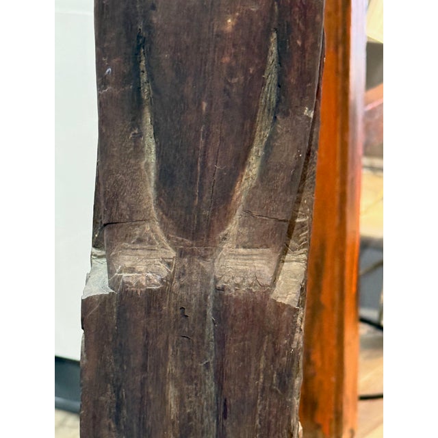 Vintage Dayak Hampatong Guardian Figure - Indonesian Tribal Ancestor Sculpture, Borneo Ironwood 30.25" For Sale - Image 11 of 13