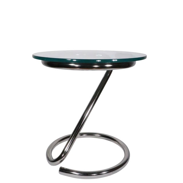 Mid Century Space Age Chrome Base Glass Top Table C. 1960/70's For Sale - Image 12 of 14