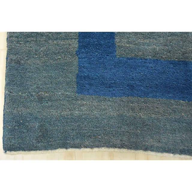 Vintage Gabbeh Blue Wool Tribal Hand-Knotted Area Rug - 7’8” X 11’6” For Sale - Image 10 of 13