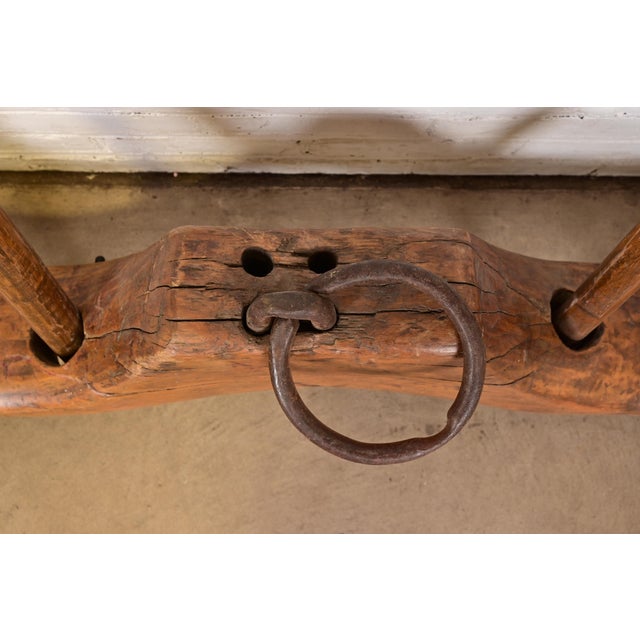 Antique Wooden Ox Yoke – Hand-Carved Farm Wall Sculpture For Sale - Image 10 of 14