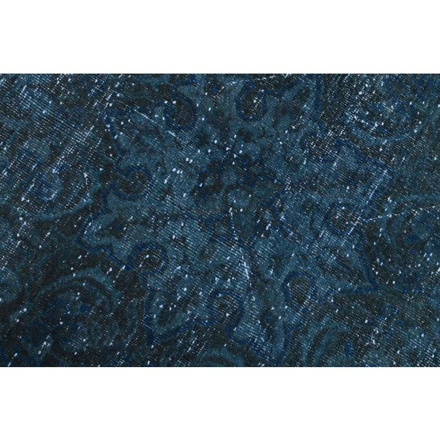 1970s Vintage Persian Handmade Wool Cotton Blue Area Rug For Sale - Image 4 of 11