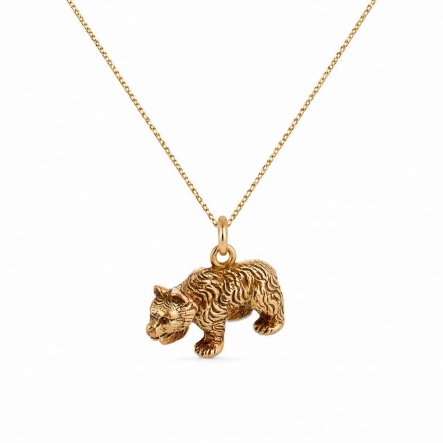 Contemporary Vintage 10k Yellow Gold Bear Charm Pendant For Sale - Image 3 of 7