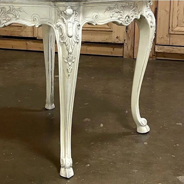 19th Century French Regence Painted Marble Top Table For Sale - Image 9 of 11