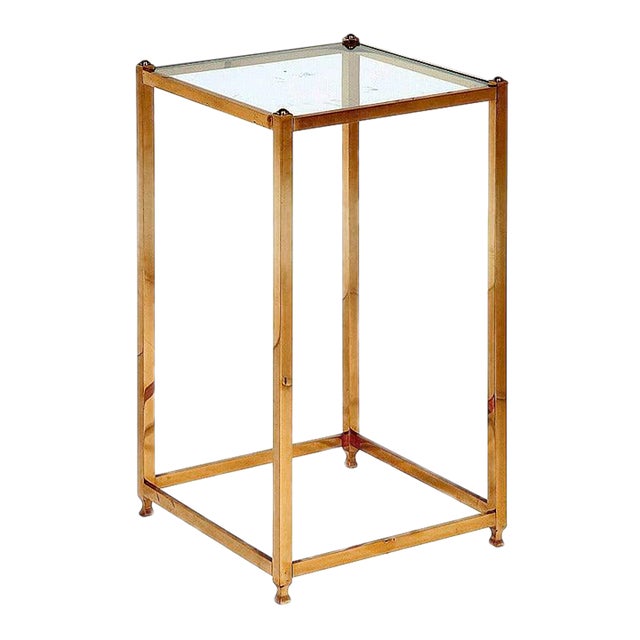 Solid Brass Pedestal Side Table by John Vesey For Sale