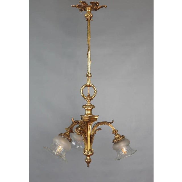 Small Antique Gilded Bronze Chandelier For Sale - Image 9 of 9