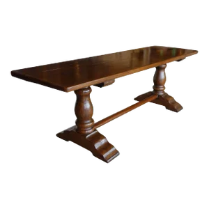 19th Century Italian Walnut Single Slab Boccia Trestle Table, Tuscany circa 1860