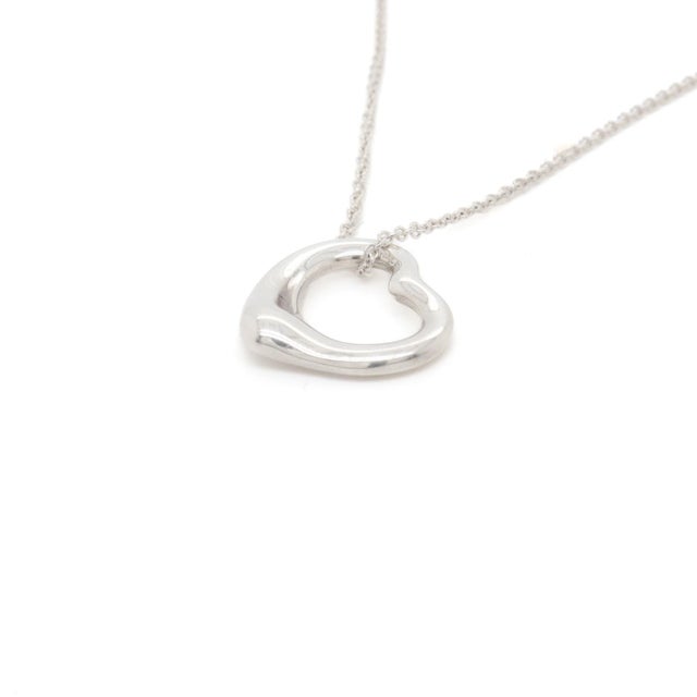 Metal Tiffany & Co. Elsa Peretti Sterling Silver Open Heart Pendant Necklace For Sale - Image 7 of 12