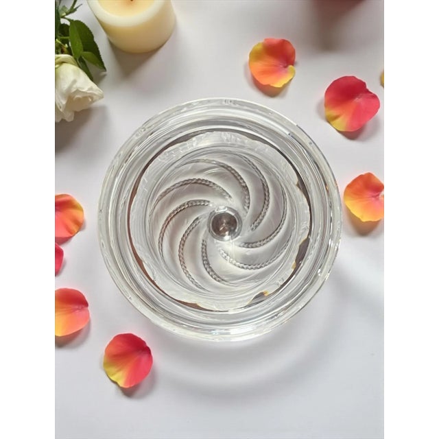 Lalique Ermenonville Frosted Crystal Vase-1950s-France-Leaf Vine-Glass-Bulbous For Sale - Image 6 of 8