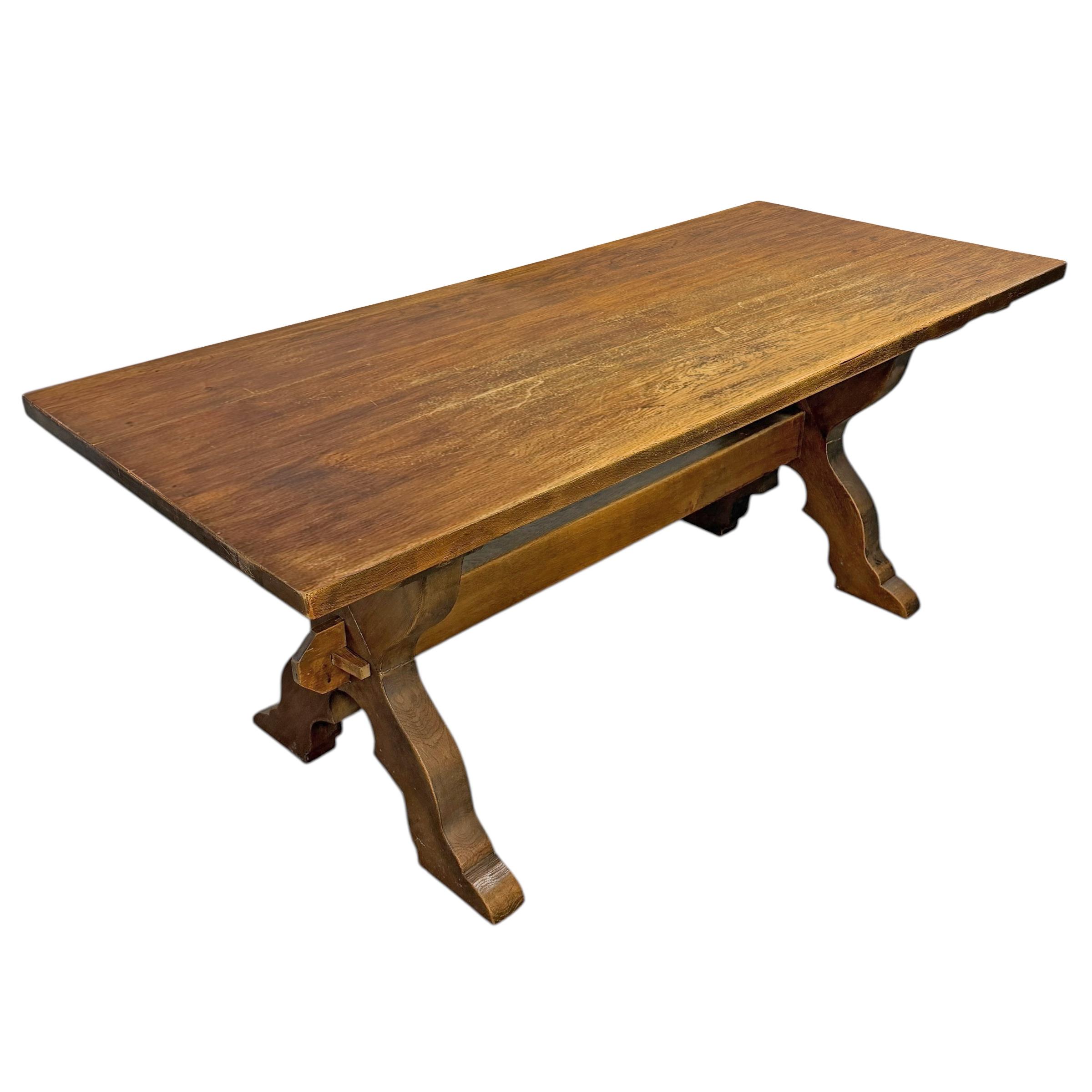 Early 20th Century Danish Oak Trestle Table | Chairish