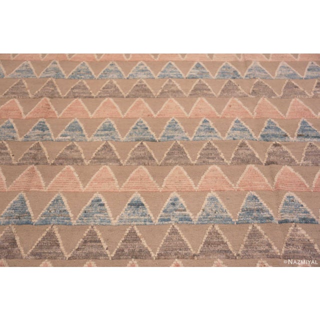 Neutral Modern Contemporary Soft Pastel Geometric Chevron Design Rug For Sale - Image 4 of 7