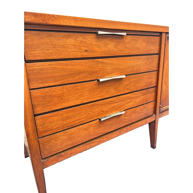 Vintage Mid Century Modern Long Lowboy Dresser or Credenza in Tuxedo Design by Lane, Attributed For Sale - Image 9 of 13