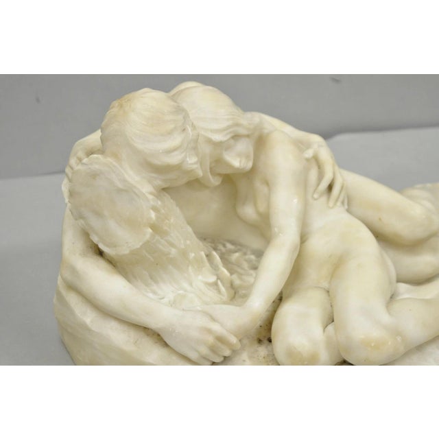 White Stephan Abel Sinding (1846-1922) "Lovers Couple" Alabaster Marble Sculpture For Sale - Image 8 of 18