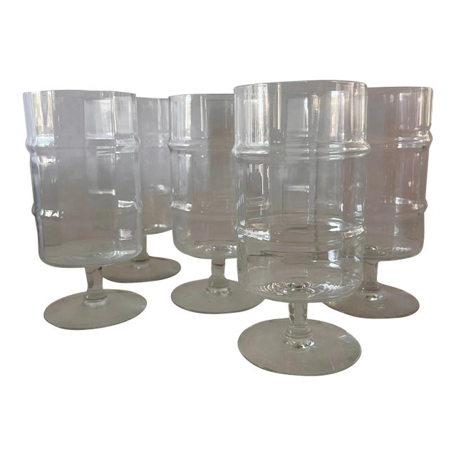 Set of 6 Vintage Bamboo Water Goblets For Sale