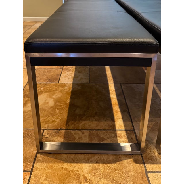 Pair of Contemporary Aramith Fusion Stainless Steel & Leatherette Benches For Sale - Image 11 of 12