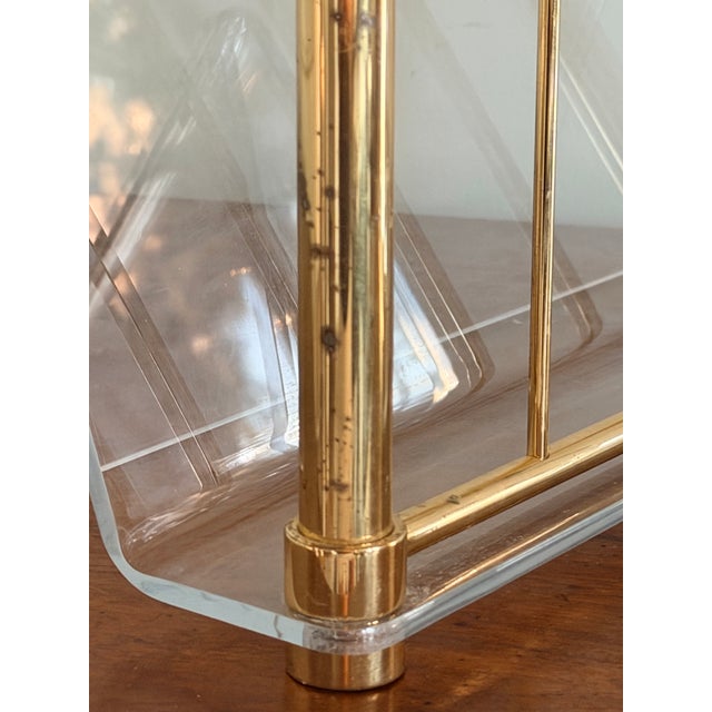 1970s Lucite and Brass Magazine, File Holder Holders - A Pair For Sale - Image 10 of 11