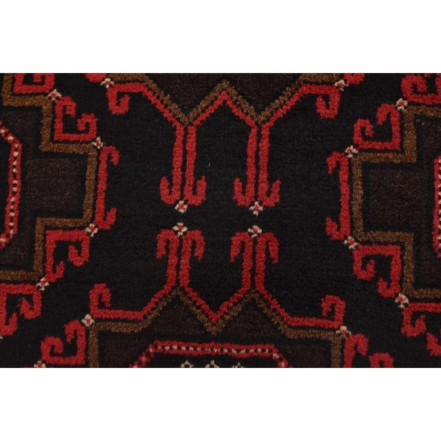 Textile Vintage Baloch Rug 3'1'' X 4'8'' Black Wool Tribal Hand-Knotted Oriental Carpet For Sale - Image 7 of 12