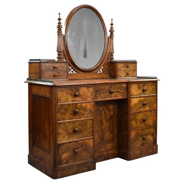 Victorian Burr Walnut Dressing Table, 1860s For Sale - Image 12 of 12