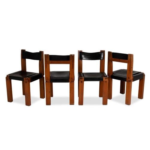 Pierre Chapo S11 Chairs in Elm and Leather by Pierre Chapo, 1960s, Set of 8 For Sale - Image 4 of 17