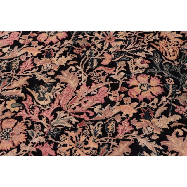 Shabby Chic Shabby Chic 1990's Floral Pak-Persian Black/Red Wool Rug - 9'2'' X 11'10'' For Sale - Image 3 of 9